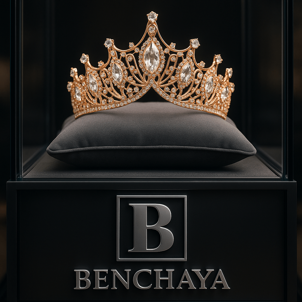 Benchaya Luxury Gold Crystal Tiara - BENCHAYA